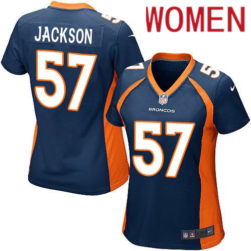 Women Denver Broncos #57 Tom Jackson Nike Navy Game NFL Jersey->women nfl jersey->Women Jersey